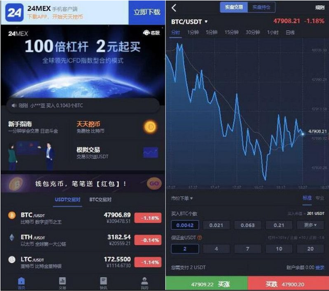 区块链交易所 24MEX 差价合约交易所系统 BTC币安火币合约 杠杆交易 法币 OTC 数字资产交易