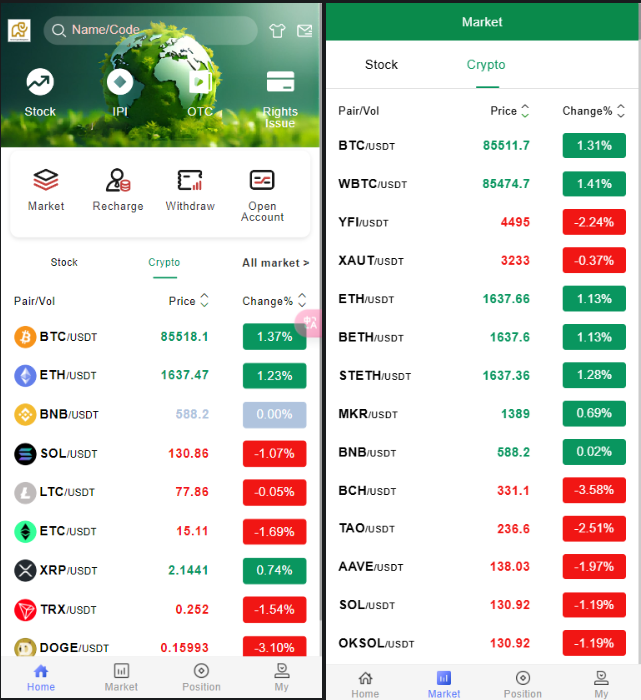 全新ui海外股票+虚拟币综合交易所/合约/otc/综合交易所源码
