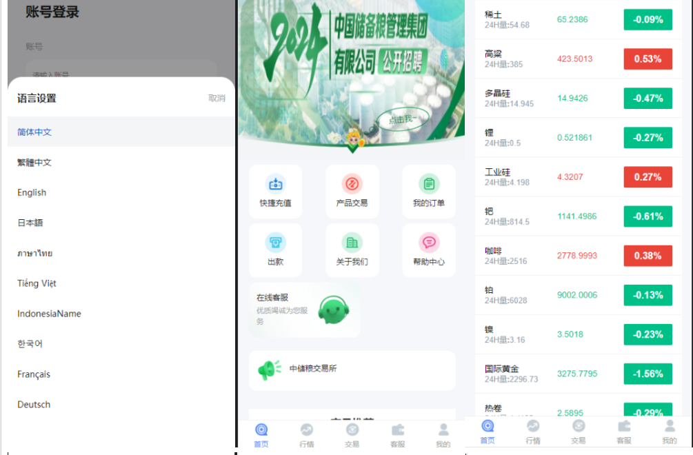 新版海外10国多语言期货微交易系统/农产品微盘/虚拟币微盘/贵金属交易源码/余额宝系统/前 端uniapp/后端php