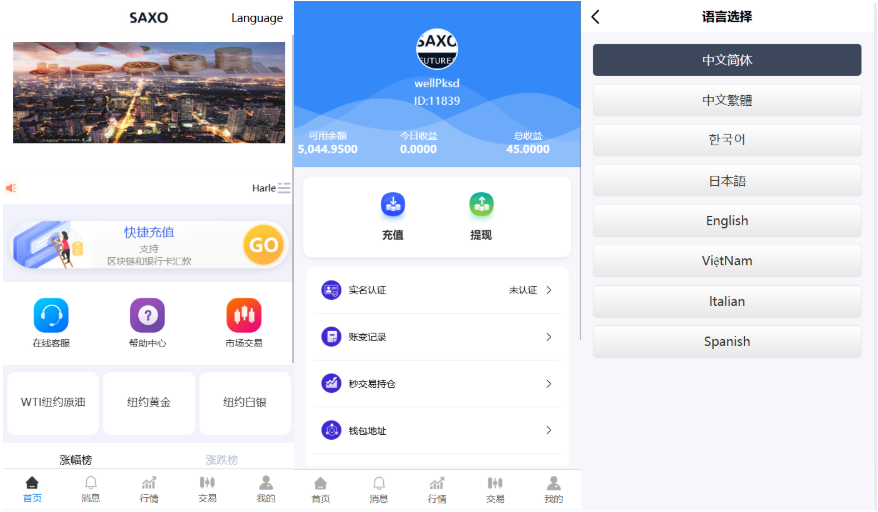 【会员免费】海外8国语言外汇/纽约黄金/原油/白银/前端vue带源码