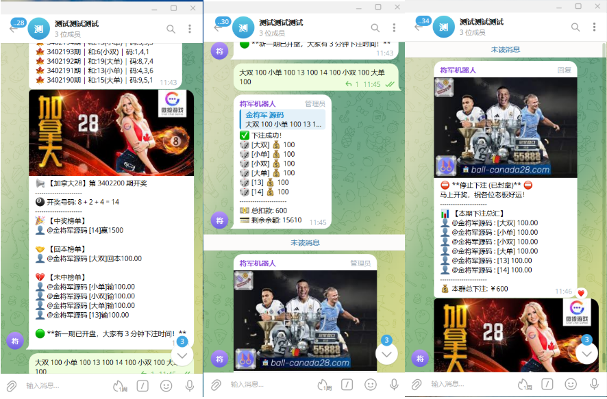 加拿大28TG群/13/14玩法出租/出租/各种TG群机器人定制/开发