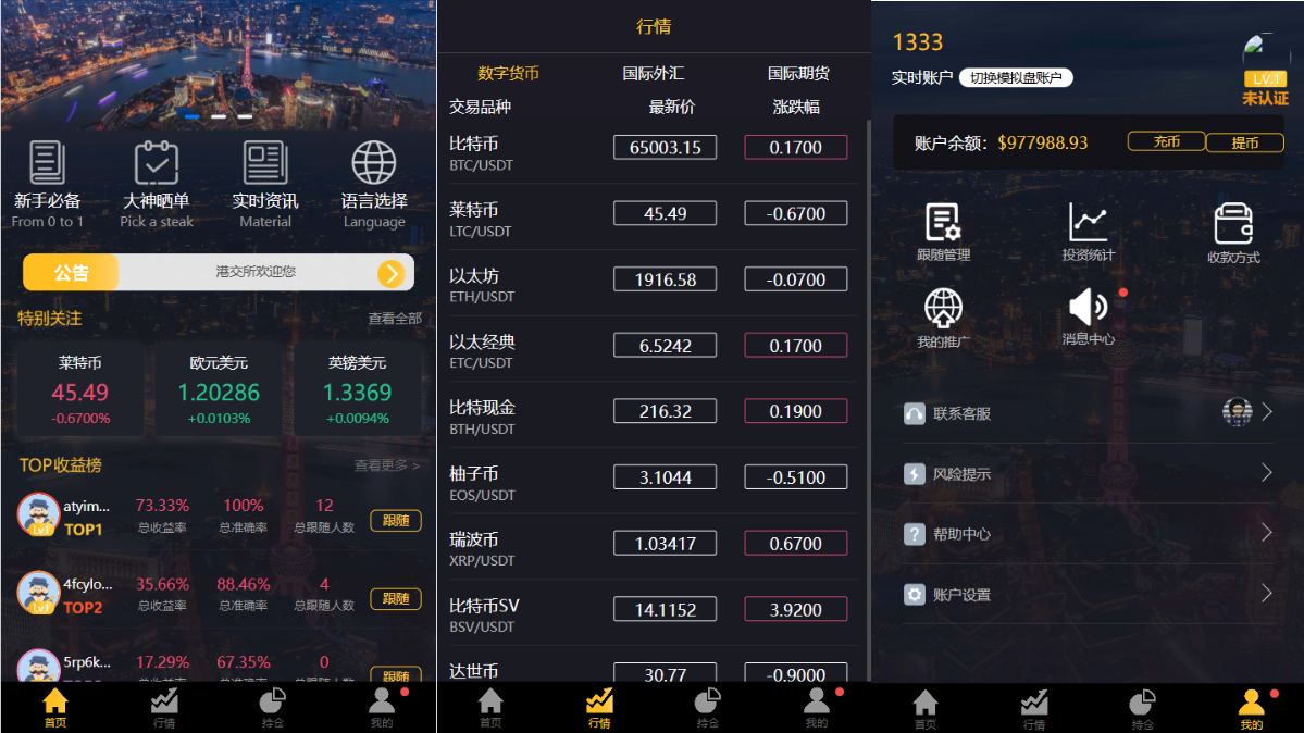 【会员免费】3国语言微综合交易所/数字货币/国际外汇/国际期货/源码全开源